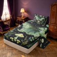 thumbnail image 2 of Homewish Moon Phase Butterfly Twin Sheets, Botanical Daisy Mushroom Bedding, Green Black, 3-Piece, 1 Flat Sheet, 1 Fitted Sheet and 1 Pillowcase, 2 of 6