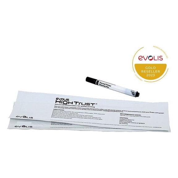 Evolis Badgy ACL008 100/200 Printer Cleaning Kit- 2x Cleaning Cards, 1x Cleaning Pen