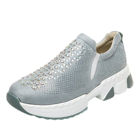 

Holiday Savings Deals! Kukoosong Sneakers for Women Mesh Breathable Rhinestone Sneakers Slip on Casual Walking Runnnig Shoes Womens Plus Size Non Slip Work Shoes for Women Food Service Gray 6