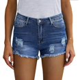 thumbnail image 3 of Pantalones cortos rasgados Crtynell poliéster de moda amigable con la piel dobladillo deshilachado para mujer, 3 of 6
