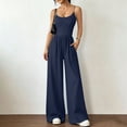 thumbnail image 3 of Jumpsuit for Women, Strapless Waist Cinching Wide Leg, Double-Strap Sleeveless Top, Ruched Waist, Solid Color, 3 of 6