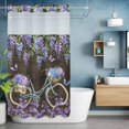 thumbnail image 6 of Purple Floral No Hooks Shower Curtain with Snap-in Liner Spring Flowers Bicycle Butterfly Brown Wood Grain Shower Curtains for Bathroom, Waterproof, Easy Install, Washable 54"x78", 6 of 9
