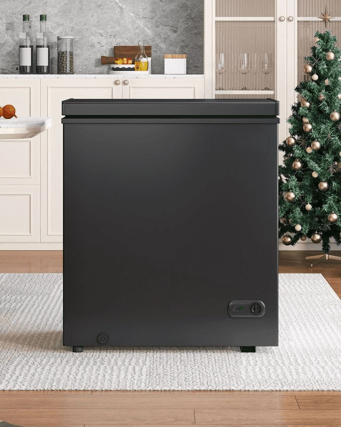 DISHUP 3.5 Cu.Ft Chest Freezer, Small Deep Freezer with Removable Basket, Adjustable Temperature, for Home/Office/Garage/Bar