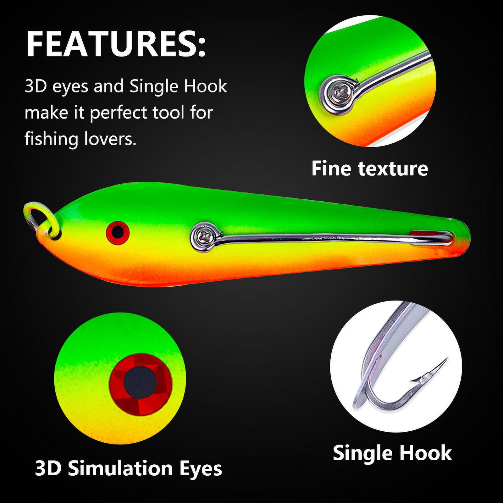 HENGJIA Fishing Lures Fishing Spoons Fishing Bait Trout Lures Bass Lures Saltwater Fishing Spoons Lures 1 5/8oz,12PCS