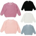 thumbnail image 4 of Odeerbi Sweater for Kids Baby Girl Boy Oversized Knit Sweater Crewneck Pullover Sweatshirt Solid Warm 2025 Long Sleeve Tops Blouse Blue, 4 of 4