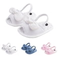 thumbnail image 4 of Infant Baby Girls Summer Bow Knot Sandals with Flower Soft Sole Newborn Toddler First Walker Crib Dress Non Slip Flats Beach Shoes (6-12 Months, White), 4 of 8