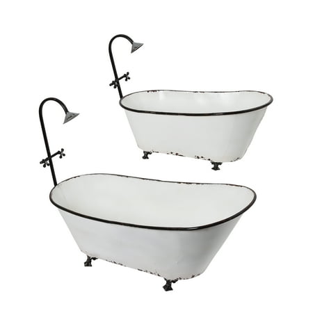Gerson Set of 2 Metal Assorted Sized Bathtub Planters
