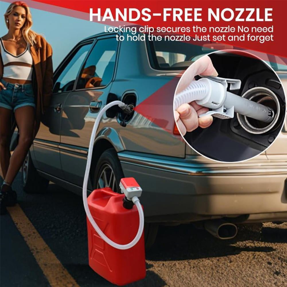 Portable Fuel Pump, Automatic Transfer with Auto-Stop, 3 Tank Adapter, 9.08L Per Min Fast and Safe Portable Gas Can Pump for Oil, Diesel, Gasoline