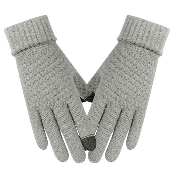 UDIYO 1 Pair Cycling Gloves Knitted Touchscreen Full Finger Stretchy Thickened Cold Resistant Solid Color Autumn Winter Men Women Motorcycle Riding Gloves for Outdoor