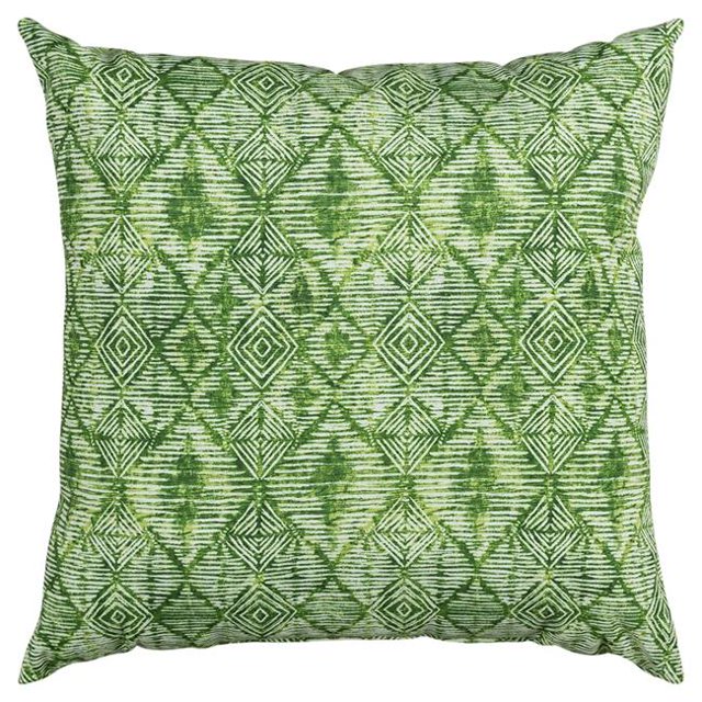 HomeRoots 403549 Green Nested Diamonds Indoor & Outdoor Throw Pillow