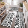 thumbnail image 2 of Black Geometric Triangle Gear Pattern Kitchen Rugs Sets Of 3,Kitchen Runner Rugs Non Skid Washable,Decorative Kitchen Floor Mats for Kitchen,Sink,Laundry,17"x30"+ 17"x47" + 17"x59", 2 of 6