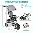 thumbnail image 3 of Gymax 5-in-1 Folding Trike for Toddlers 1-5 Years Old w/ Safety Harness Storage Gray, 3 of 10