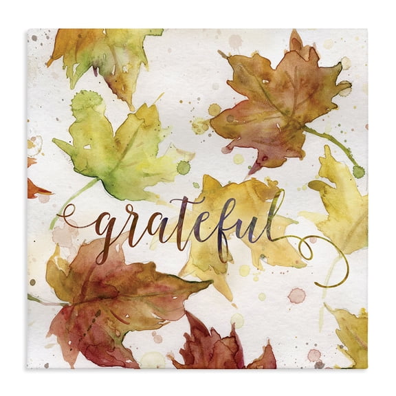 Stupell Industries French Country Grateful Fall Maple Leaves Canvas Art, 24 x 24, by Carol Robinson