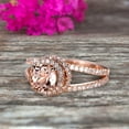 thumbnail image 3 of Unique Double Halo Design Round Cut 1.75 Carat Morganite Engagement Ring Promise Ring for Bride Aniversary Ring On 10k Rose Gold Custom Made Glaring Jewelry, 3 of 5