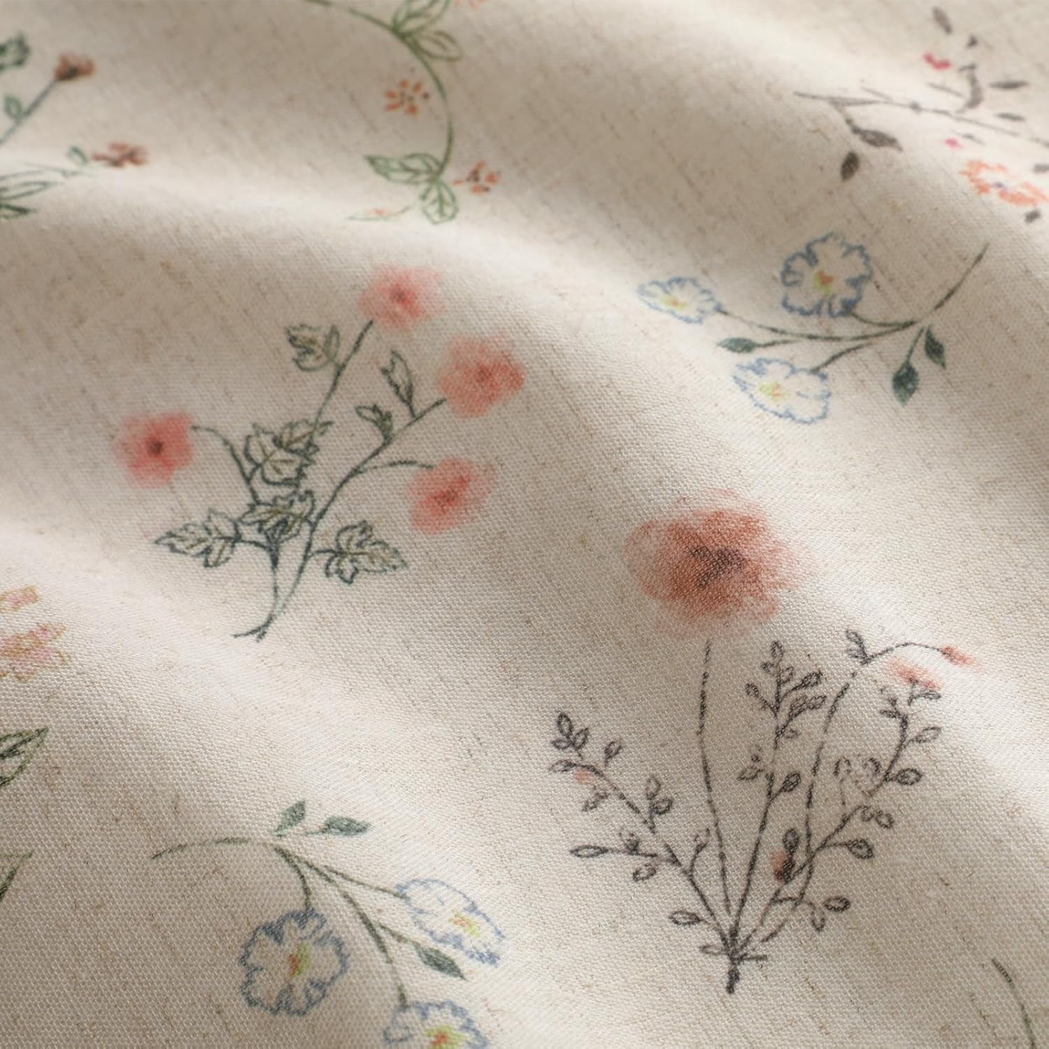 Boho Floral 100% Blackout Curtains 84 Inch Length 1 Panel, Linen Texture Farmhouse Curtains Beige Tassel for Living Room Bedroom Vintage Rustic Patterned Printed Western Rod Pocket