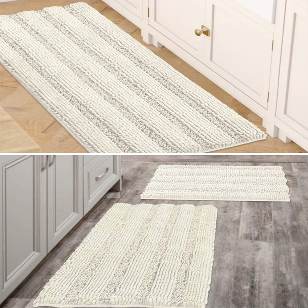 Mauve Item Striped Chenille Rug Pack 2-20 x 32/17 x 24 and Pack 1-47 x 17 Bundle