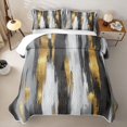 thumbnail image 2 of Homewish Gray Gold Quilt King,Abstract Modern King Coverlet Set,3 Pieces, 2 of 7