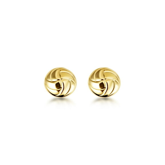 14K Yellow Gold Volleyball Sports Stud Earrings
