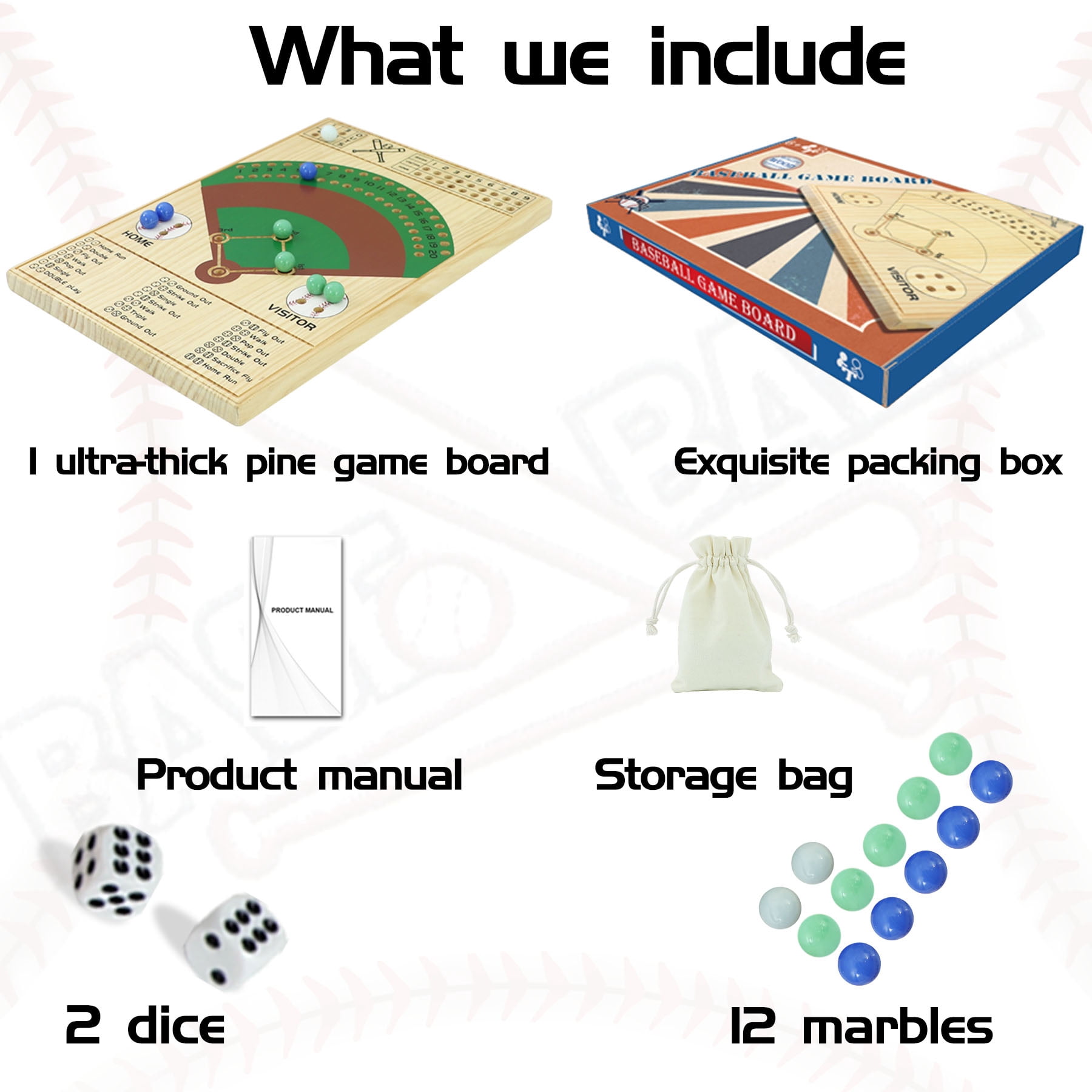 Vintage-Style Baseball Dice Board Game – Dice & Marbles, Unbranded