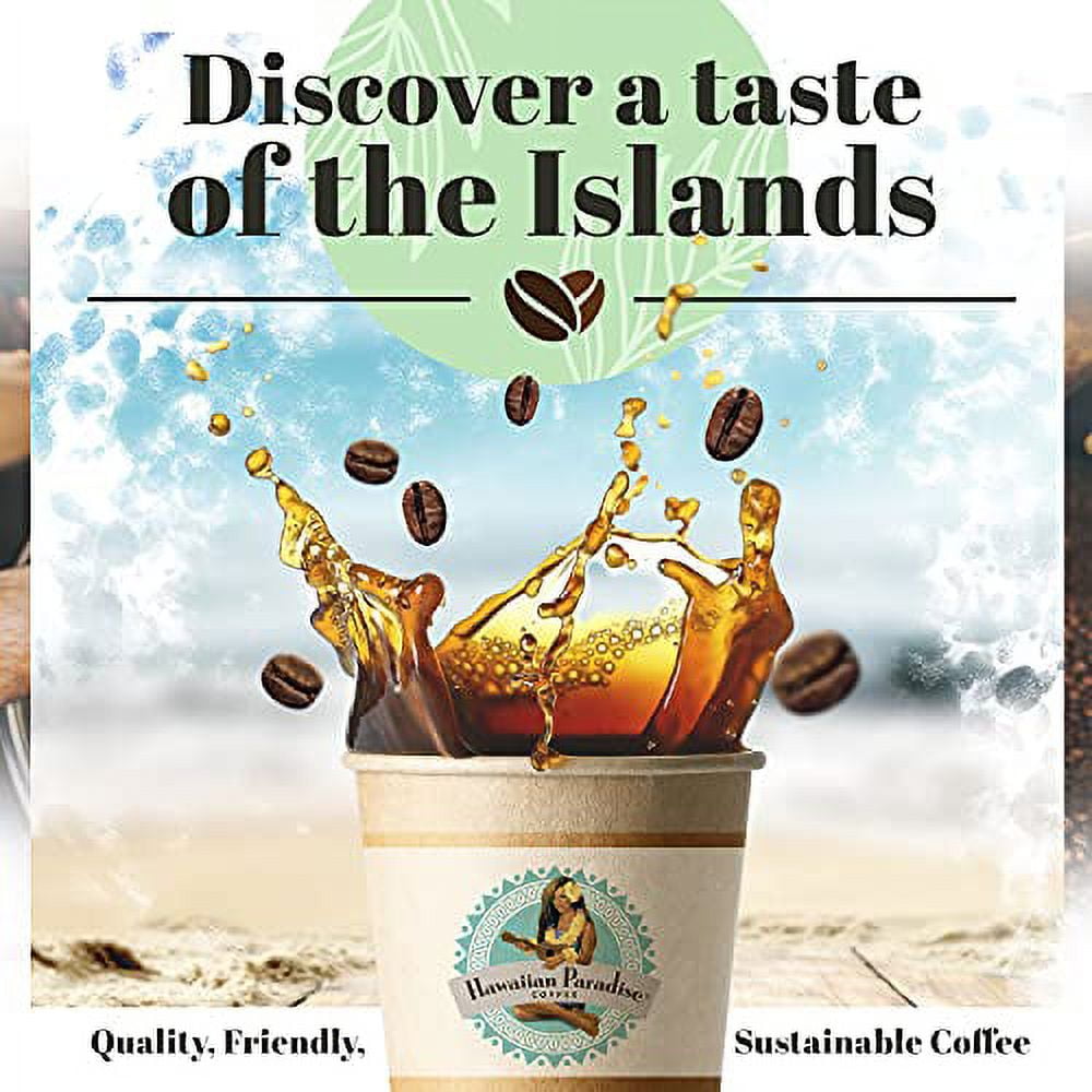 Hawaiian Paradise Coffee 10% Kona Blend Single Serve Cups 18 Count Dark Roast - Made From The Finest Beans Produced In Hawaii - Compatible with Keurig K-Cup Brewers