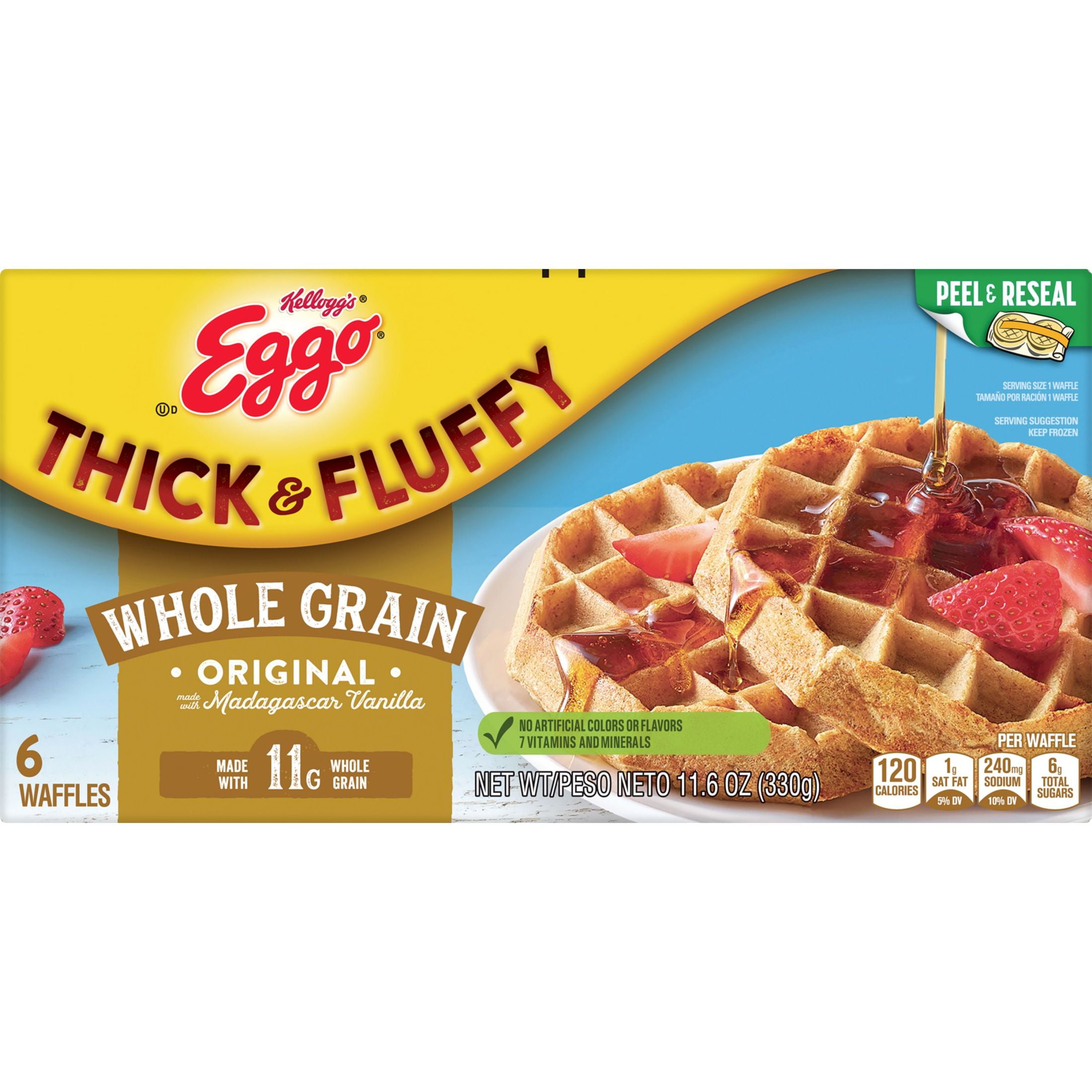 Eggo Thick and Fluffy Original Frozen Waffles, 11.6 oz, 6 Count (Frozen