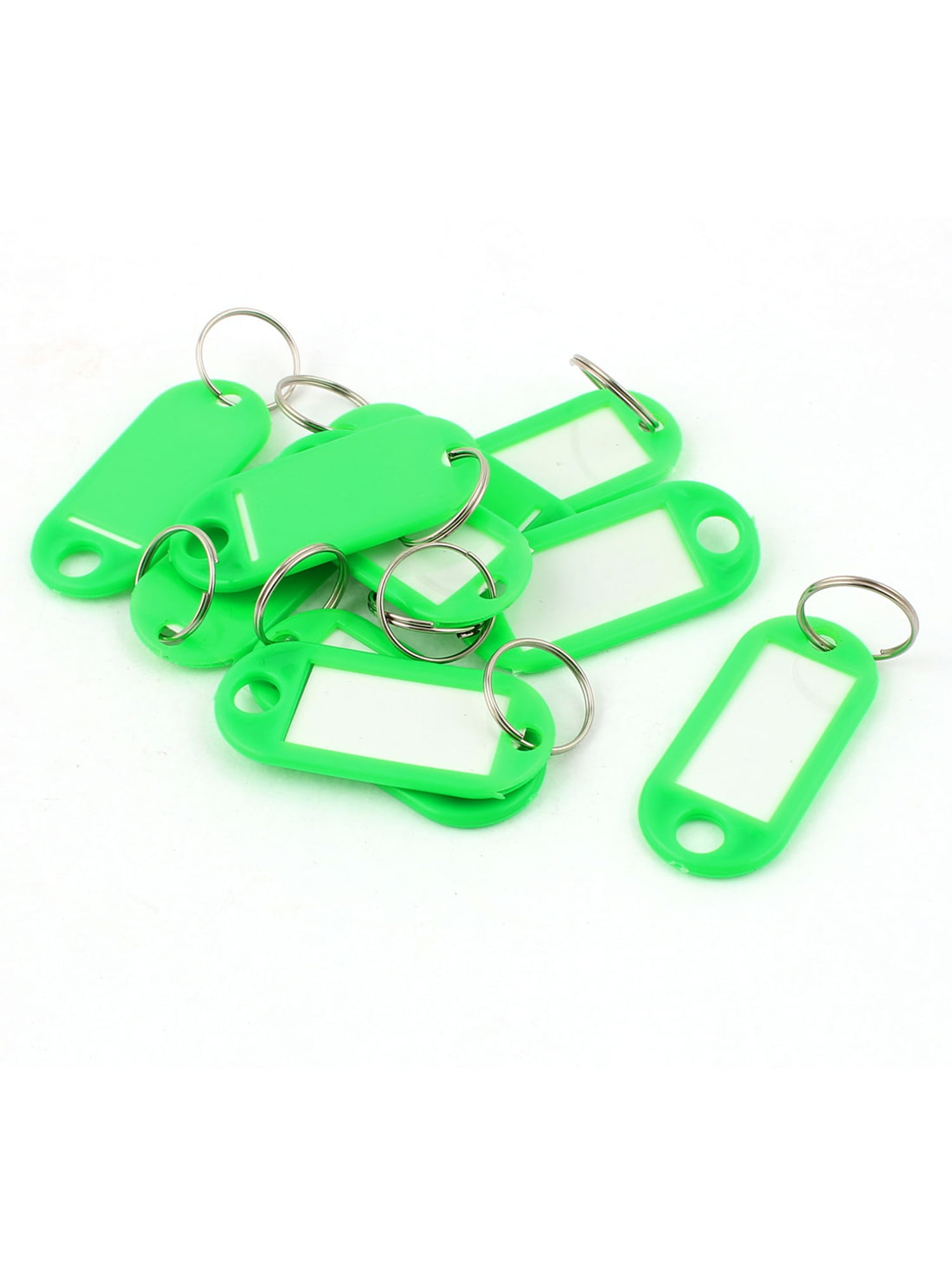 10Pcs Metal Ring Green Plastic Oval Key Fobs Luggage ID Label Name Tag