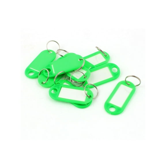 10Pcs Metal Ring Green Plastic Oval Key Fobs Luggage ID Label Name Tag Keyring