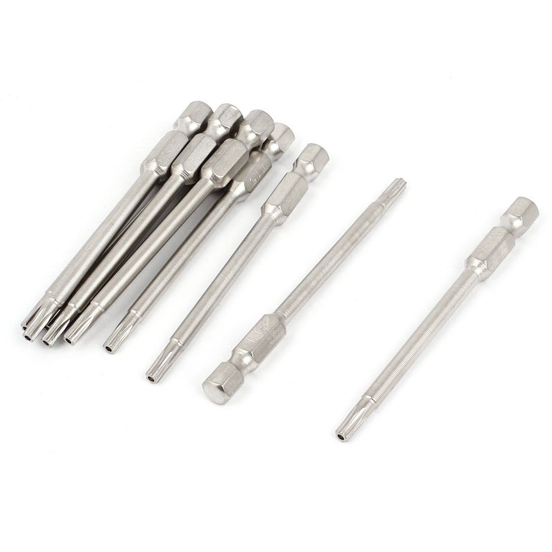 10pcs 75mm Long T15 Head Security Torx Screwdriver Bits Silver
