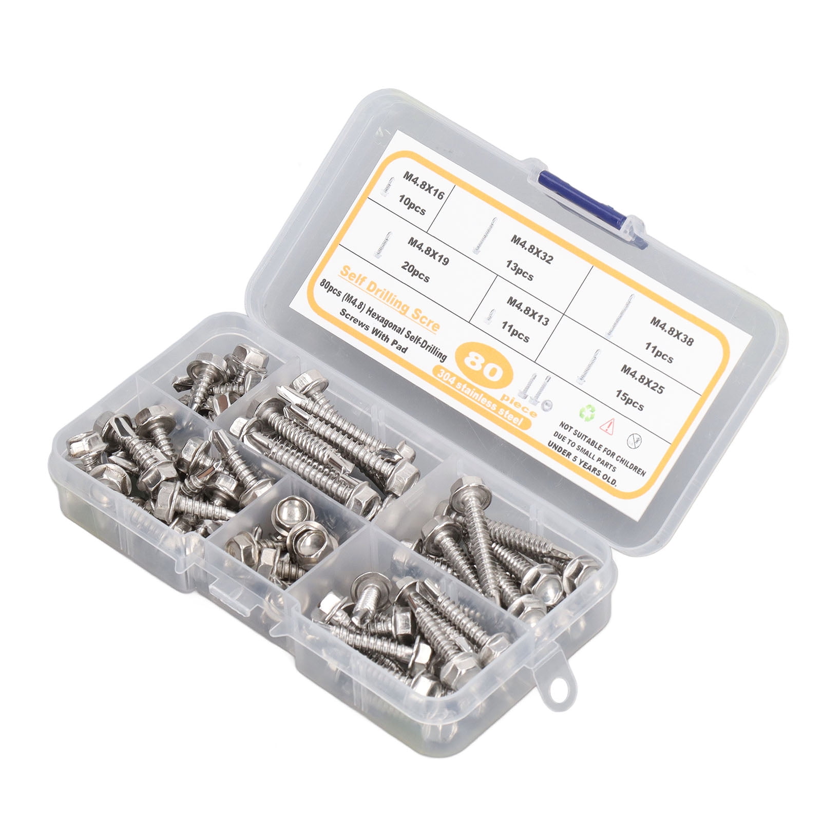Hex Drill Screws, Stainless Steel Hex Screws M4.8 With Pad For Garage For  Woodworking
