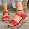 thumbnail image 6 of Sandals Women Dressy Oofos Slide Women's Fashion Casual Spring And Summer Comfortable Solid Color Hollow Pattern Round Head Open Toe One-Line Buckle Thick-Soled Sandals Red, 6 of 9
