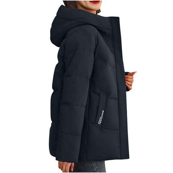 XFLWAM Womens Winter Puffer Coats Lightweight Quilted Puffer Jackets Packable Hooded Zip Up Solid Color Puffy Jacket XXL