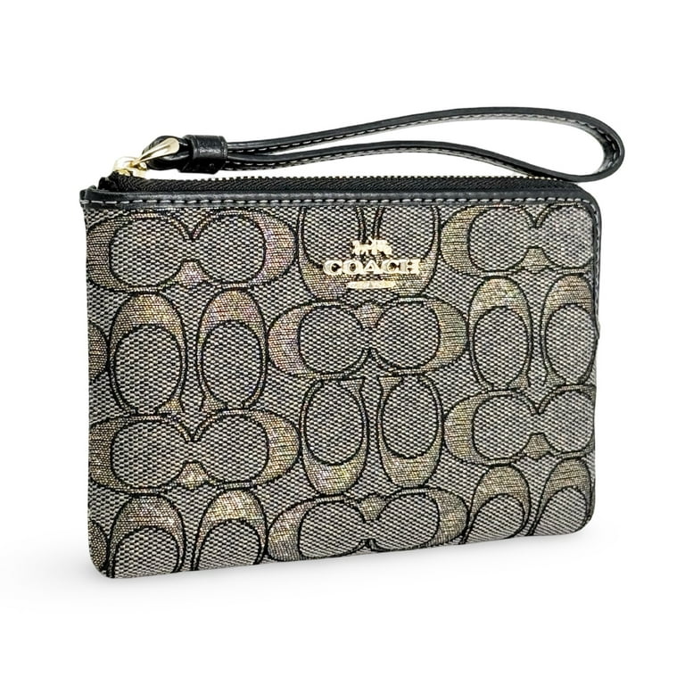 Coach Women's Small Corner Zip Wristlet in Signature Jacquard
