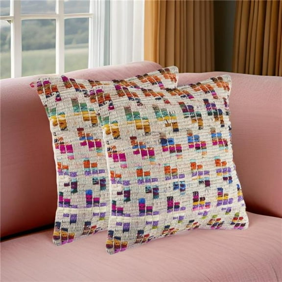 HomeRoots 554602 Brown Eclectic Cotton Throw Pillow - Set of 2