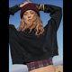 thumbnail image 4 of Sudadera Corta para Mujer, Cuello Redondo, Larga, Talla Grande, Otoño-Invierno 2025, Estilo Jersey Holgado. Negro L, 4 of 10