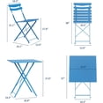 thumbnail image 3 of YUSAZENS 3-Piece Folding Patio Bistro Set, Table & 2 Chairs, No Assembly Required, Indoor/Outdoor Furniture for Balcony, Yard, Garden, Blue, 3 of 7