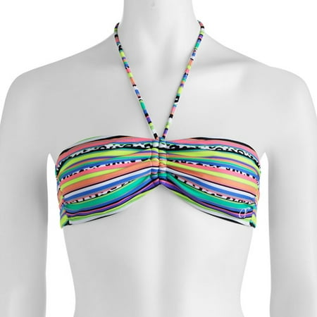 OP Juniors Mixed Media Stripe Bandeau Bikini Tops