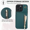 thumbnail image 3 of Allytechgroup Case for iPhone 16 Pro Max with Credit Card Slot, Built-in Shoulder Strap Stand PU Leather Wallet RFID Blocking Phone Case Shockproof Protective for iPhone 16 Pro Max, Green, 3 of 8