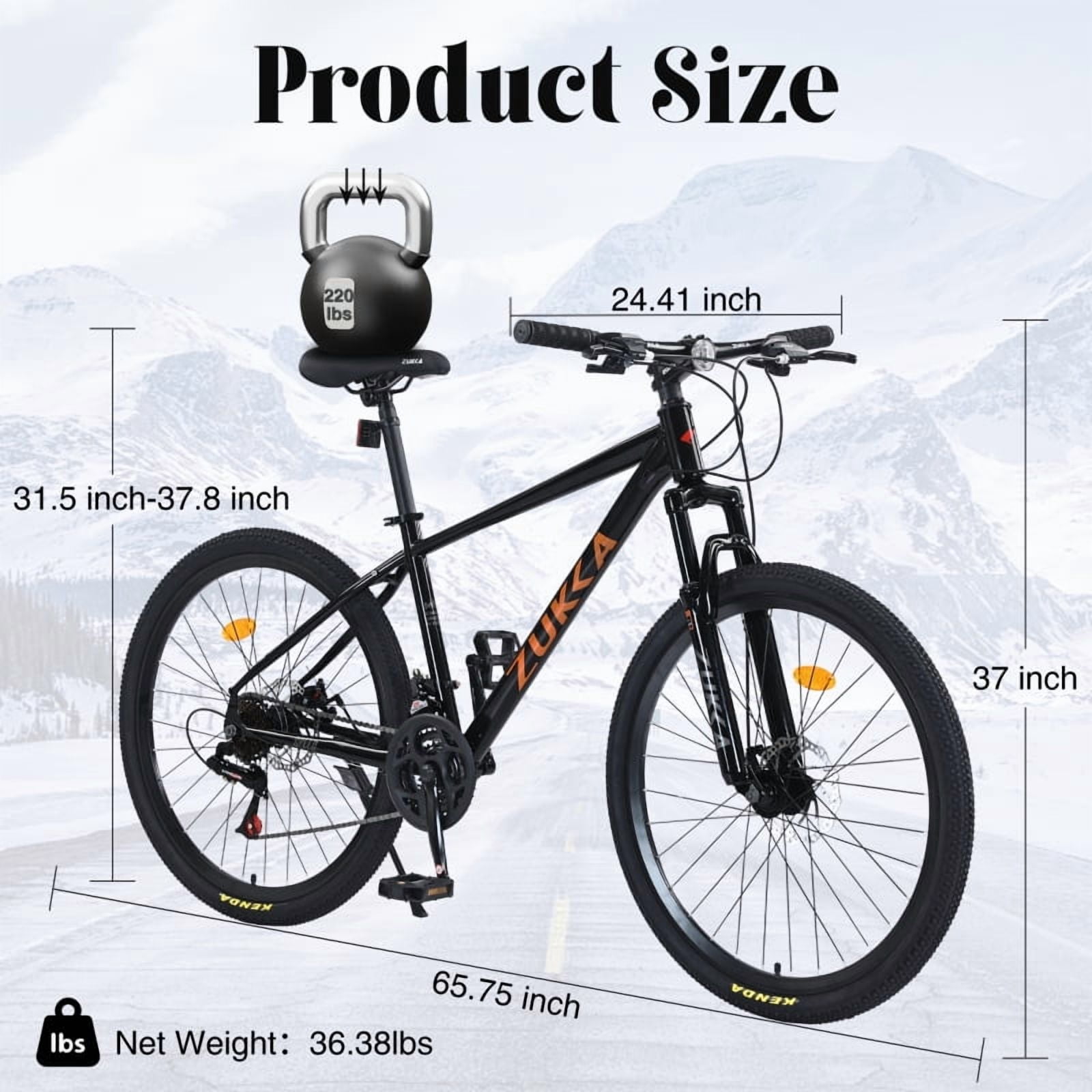【LuckyNote】Mountain Bike for Men and Women 26 inch 24 Speed Suspension Fork KENDA Tires