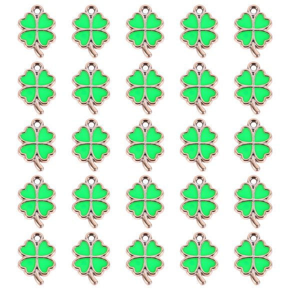 FRCOLOR Breloques Trèfle 25 Pcs Pendentifs Breloques Bijoux Chic Bricolage Pendentifs Trèfle à Quatre Feuilles,0,79"X0,51"X0,08 Pouces
