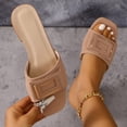 thumbnail image 3 of Dakaela Women's Flat Sandals Soft Leather Fashion Low Heel Slides Ladies Summer Dressy Slippers Mules, 3 of 7