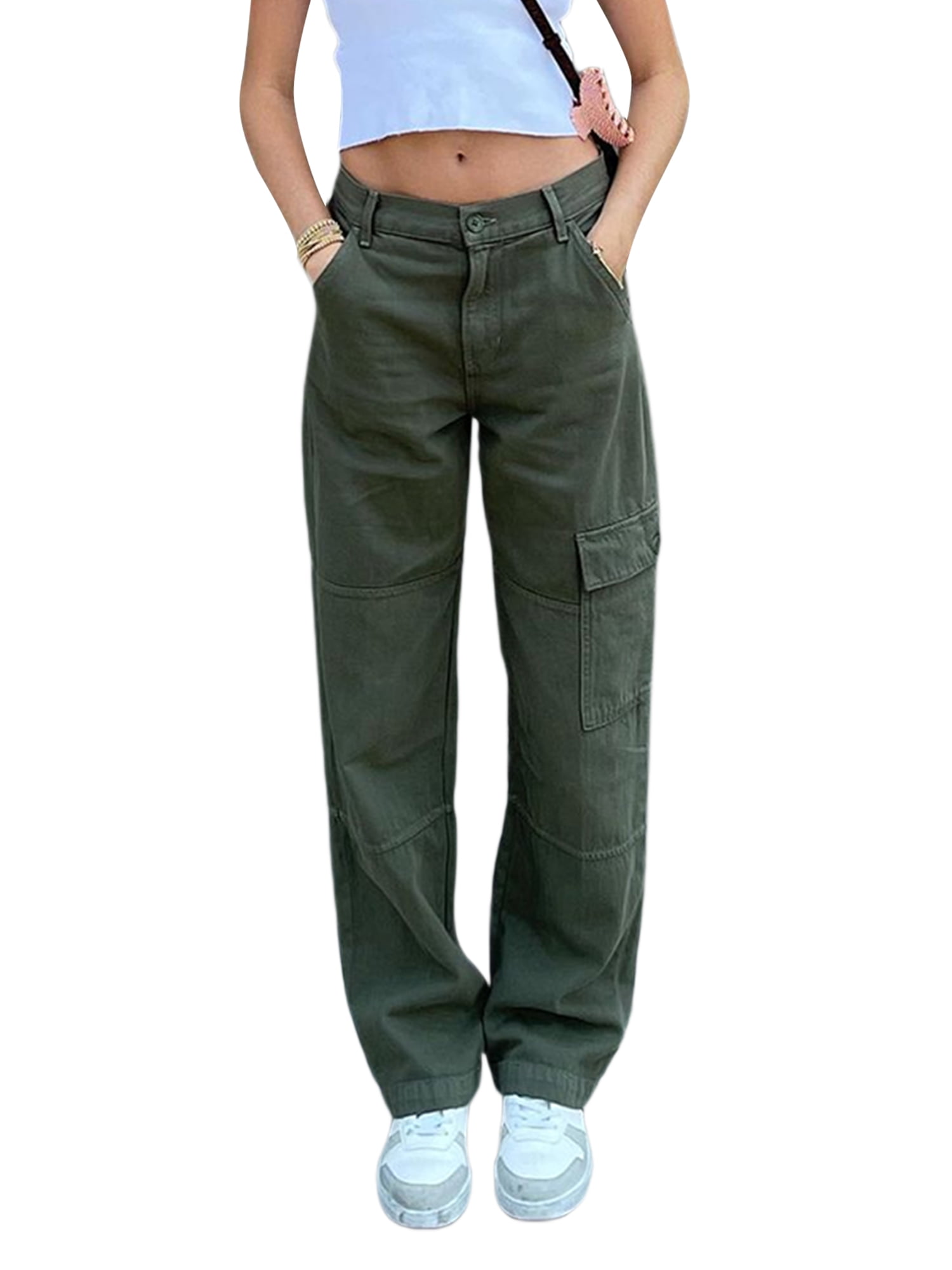 Womens Girls High Waisted Baggy Jeans Wide Leg Denim Y2K Trousers Streetwear with Big Pockets - Walmart.com