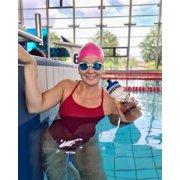 Swim Goggles by New Wave Swim Buoy {Blue Ice Blue Lens in White Frame} Anti Fog Lenses, Silicone In-Socket Eye Cups, Four Interchangeable Nose Bridges and Adjustable Strap for Triathlon