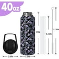 thumbnail image 3 of 40oz Stainless Steel Water Bottle with Flip Straw & Spout Lid - Gothic Floral & Skull Design for Travel Sport Gym | Holiday Gifts for Women & Girls | Halloween, 3 of 6