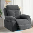 thumbnail image 2 of Power Recliner Glider Chair with Large Armrest and Bluetooth Speaker, 270° Swivel Rocker Recliner with Charge Power and Retractable Footrest, LED Light, Nursery Chair for Living Room, Dark Grey, 2 of 9