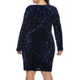 thumbnail image 4 of Vestido de lentejuelas de talla grande para mujer Cuello en V Fiesta Cóctel Sparkle Glitter Noche Elástico Mini vestidos ajustados Adepaton WRMH-223-6, 4 of 7