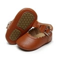 thumbnail image 2 of WEIYLL Girls Shoes Infant Single Bowknot First Walkers Buckle Strap Soft Bottom Princess Brown Baby Casual Footwear 0-6 Months, 2 of 5