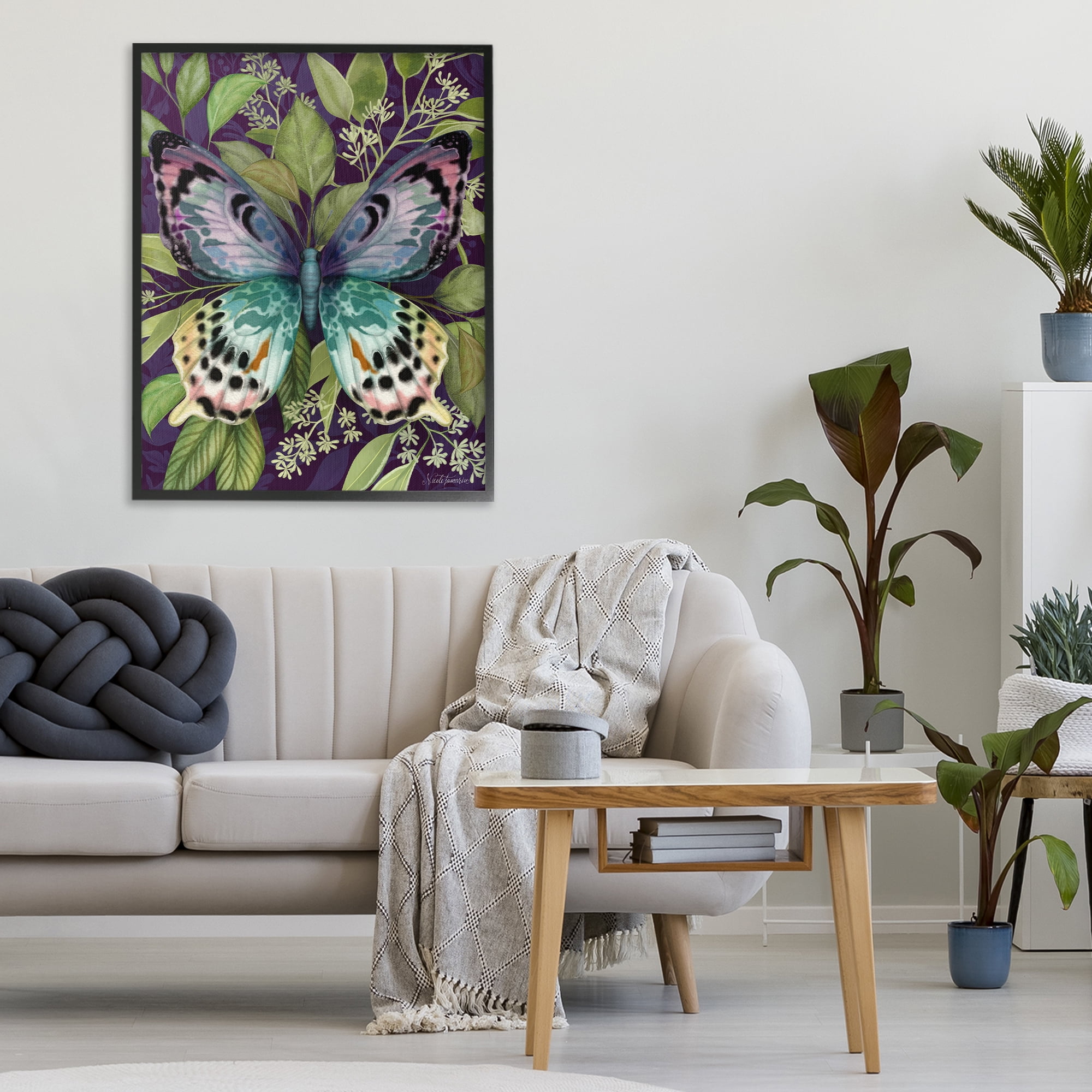 Stupell Industries Midnight Garden Butterfly Black Framed Giclee Art, design by Nicole Tamarin