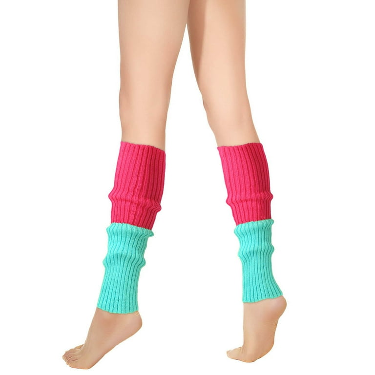 Leg Warmers for Women 80s Accessories Stylish Neon Socks Ribbed 1980s 1990s Leg  Warmers Sport Yoga Workout Outfit (Free Size, Sky Blue) 