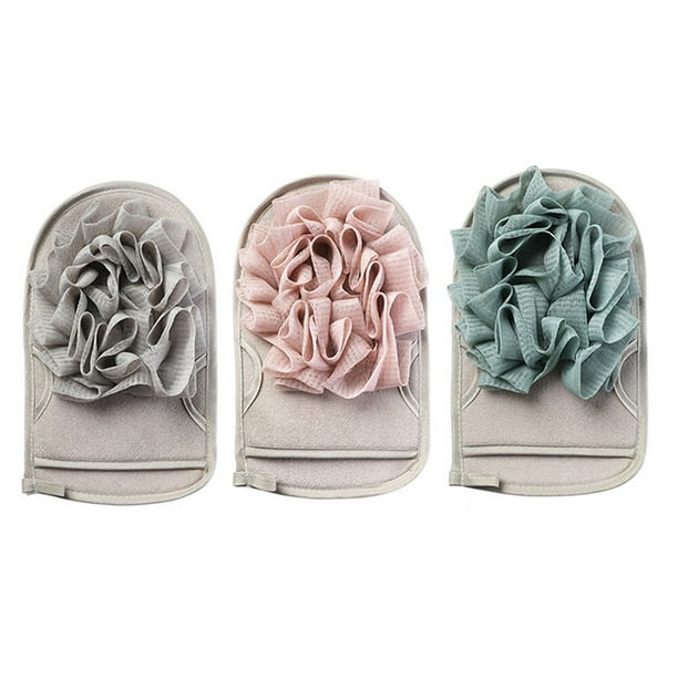 EeaseMX 3 esponjas exfoliantes para baño, exfoliantes corporales, guantes de ducha de doble cara