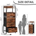 thumbnail image 3 of Eunos Tall Nightstand with Charging Station, 4 Fabric Drawer Dresser with LED and Handle, Wood Grain Print, 3 of 8